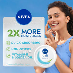 NIVEA Soft with jojoba oil bottle highlighting natural ingredient benefits