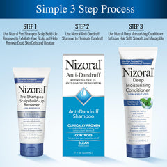 Nizoral application on dry scalp demonstrating easy pre-shampoo use