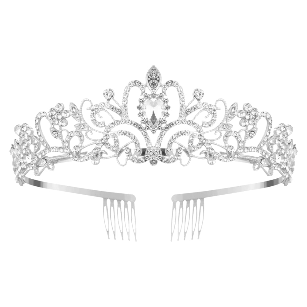 Nljihkure tiara front view shows elegant sparkle and bridal-ready design