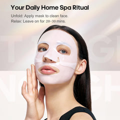 NLQ mask in hand for scale showing full-size salon-strength treatment