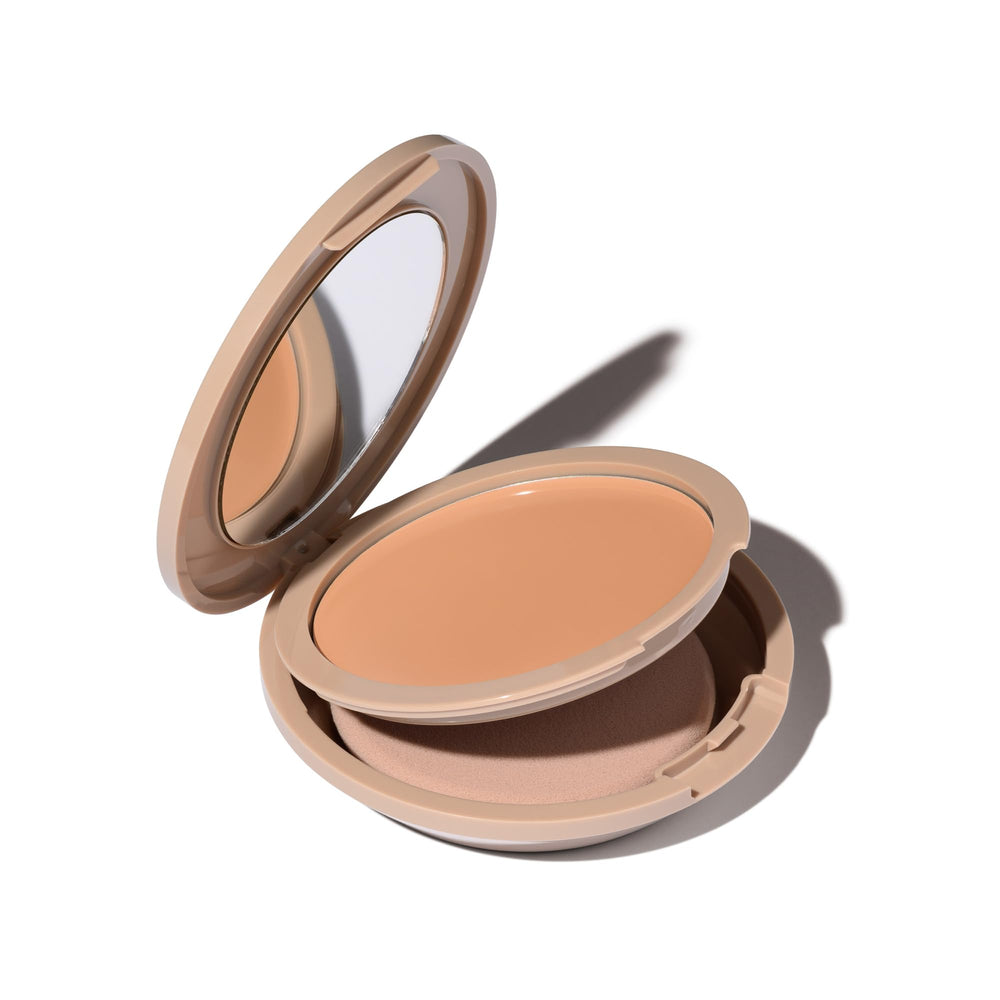 No Makeup Makeup jar front showing compact design and natural finish benefit