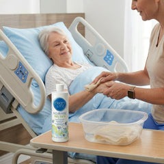 No-Rinse CleanLife cleansing with washcloth on forearm, showing gentle cleaning and no residue