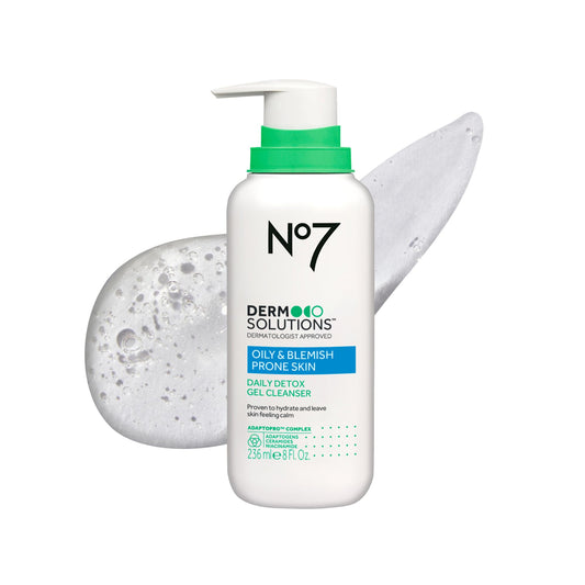 No7 bottle front view showing label and clean design for trusted skincare