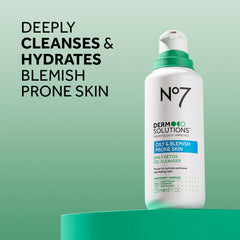 No7 gel-to-foam texture close-up demonstrating gentle cleansing lather