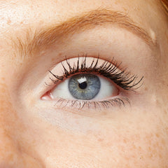 No7 mascara applied on model eye delivering lifted, lengthened lashes for defined look