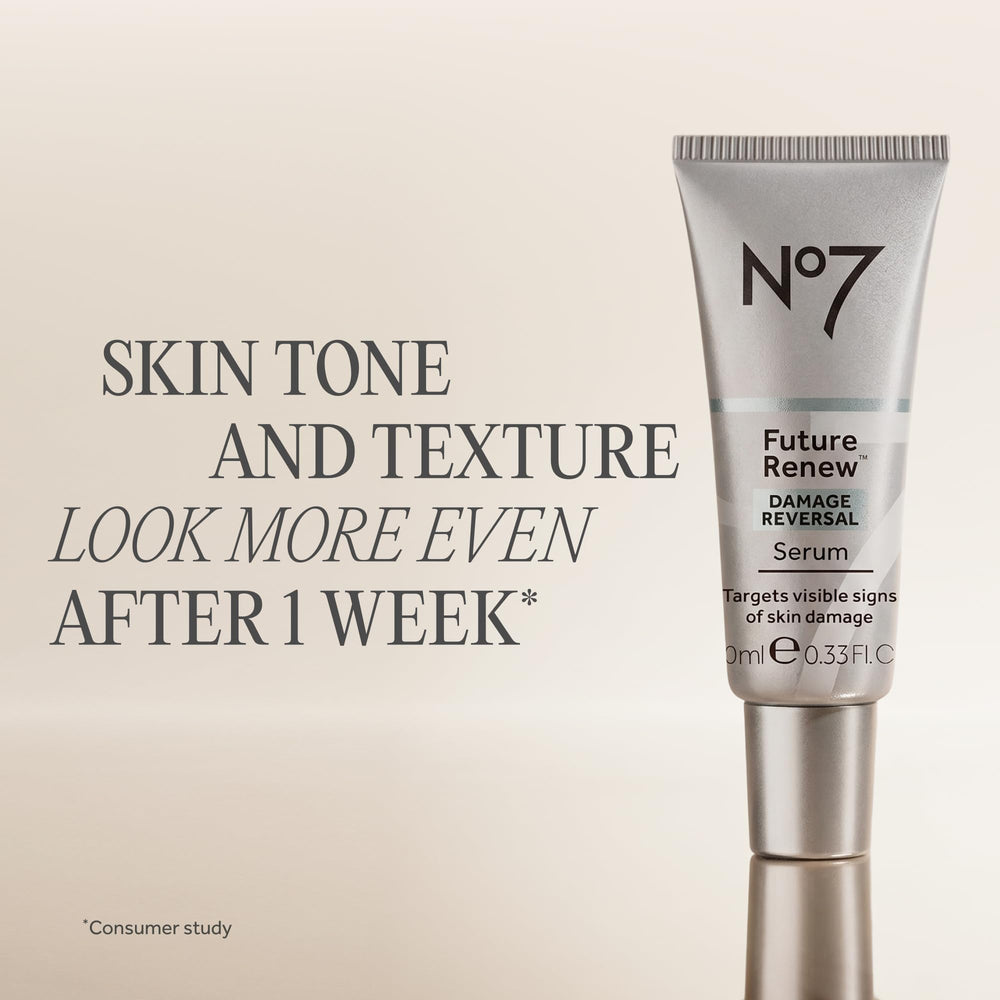 No7 Future Renew ingredient label close-up highlighting niacinamide and hyaluronic acid