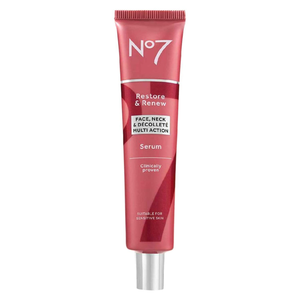 No7 bottle pipette dispensing serum, shows precise application and luxury finish