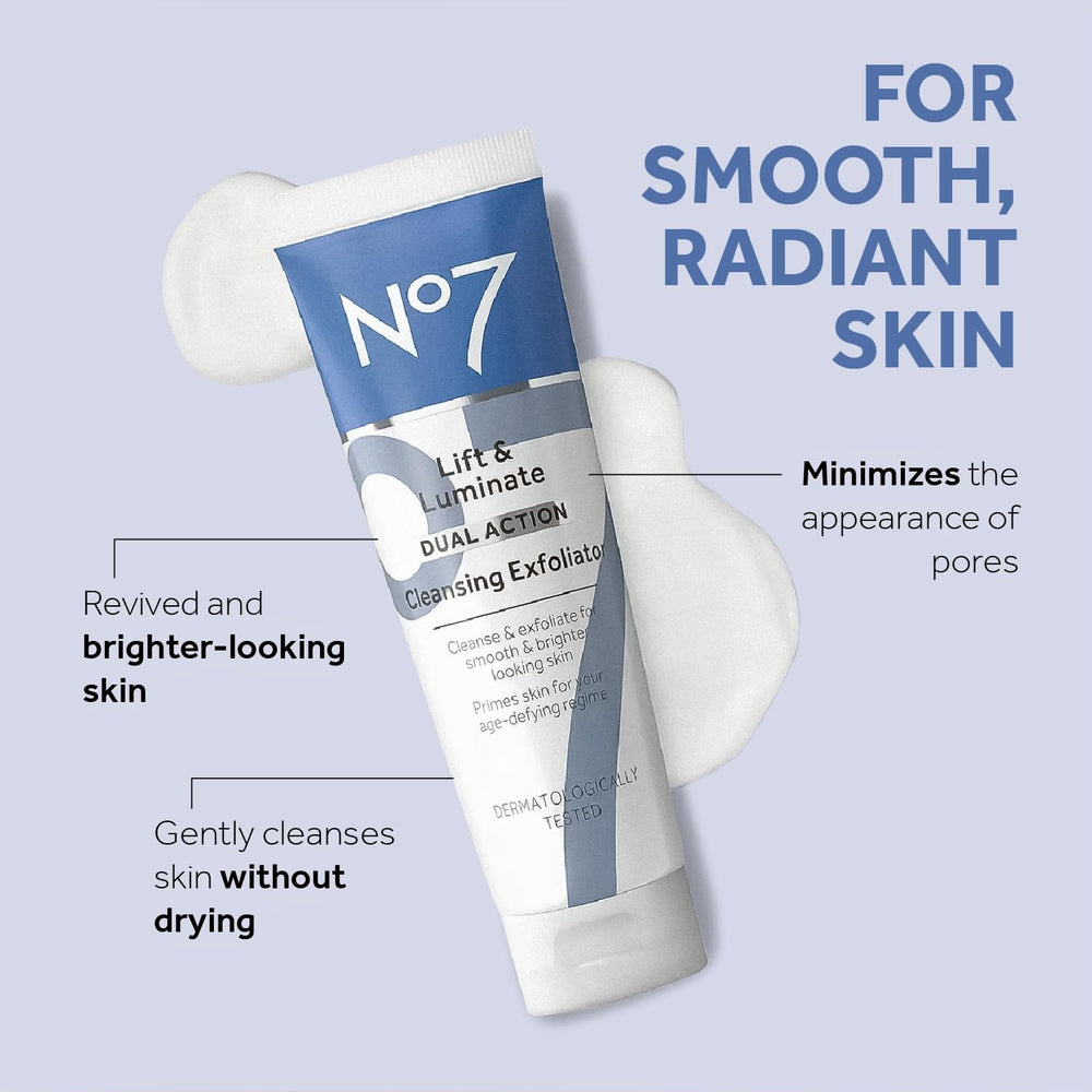 No7 close-up of exfoliating gel texture highlighting gentle particles and smooth feel