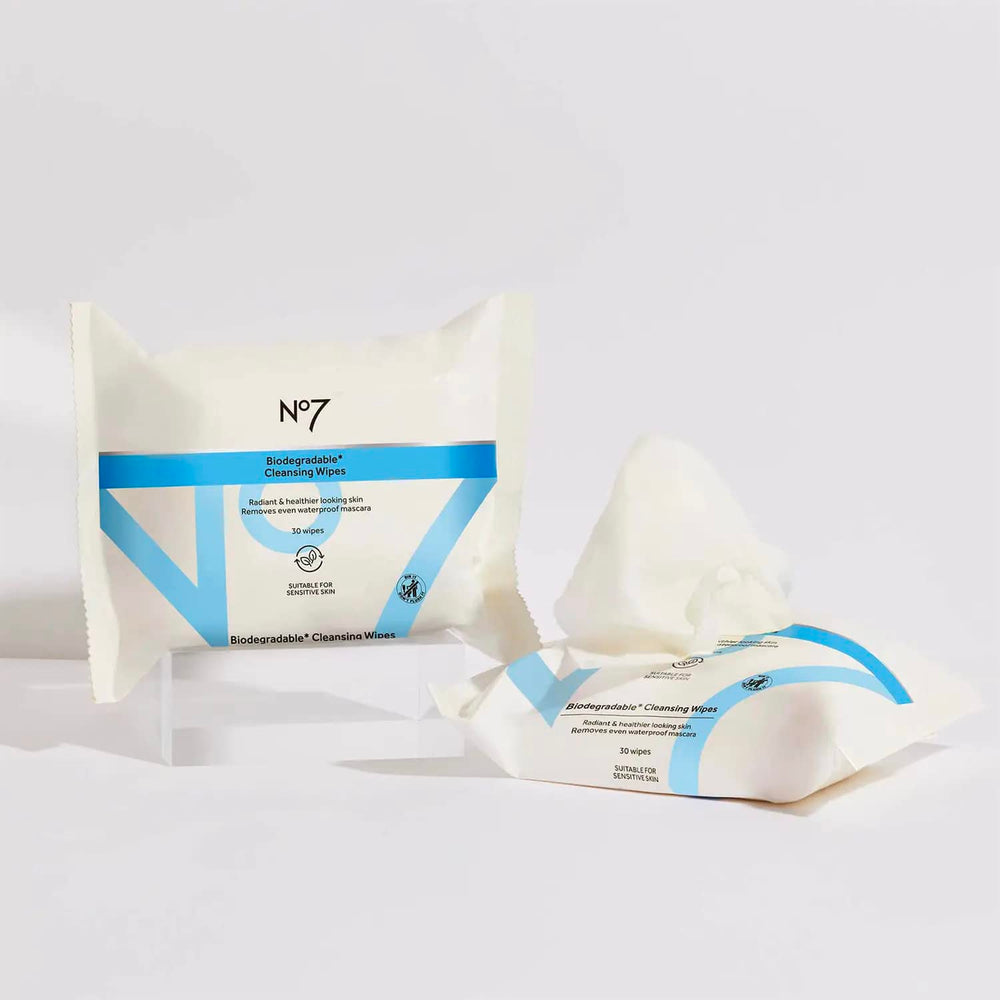 No7 wipes in use removing waterproof mascara demonstrating effective makeup removal