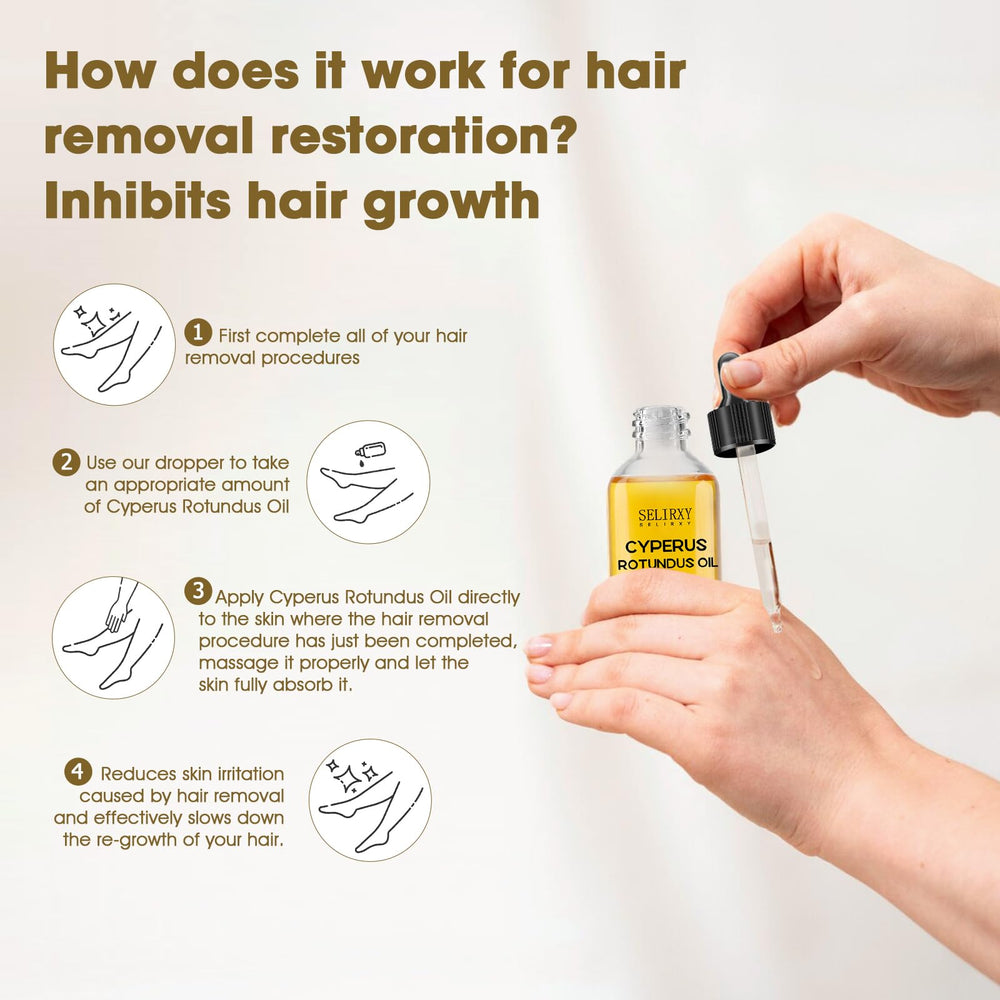 Nodfens oil applied to skin demonstrating soothing post-hair-removal benefit