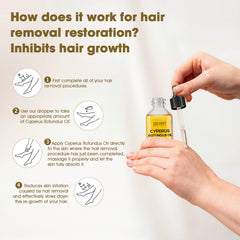 Nodfens oil applied to skin demonstrating soothing post-hair-removal benefit