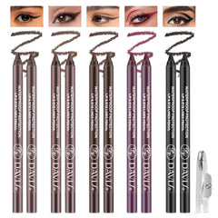 Noerrors front packshot showing five color pencils and packaging benefit long-wear
