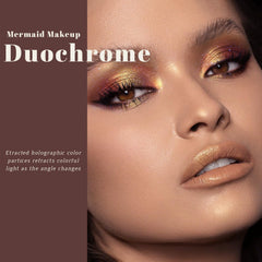 Noerrors close-up bronze pan displaying duochrome sparkle and rich pigment payoff