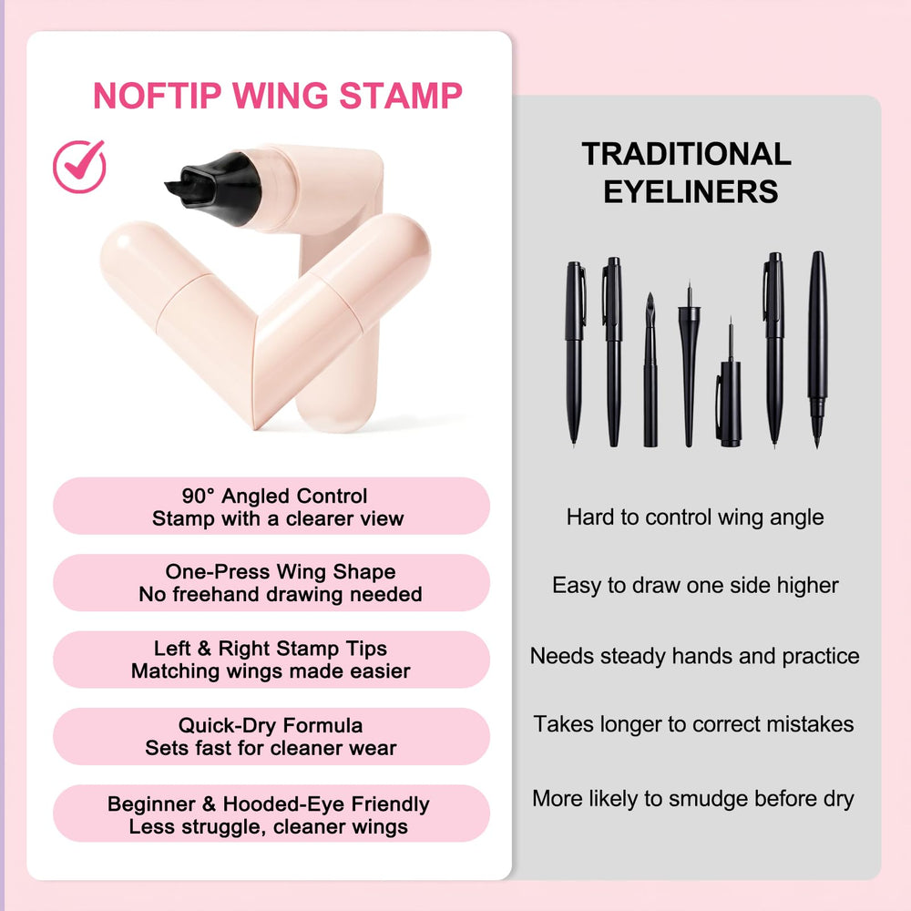 Nofitp eyeliner in use forming a defined cat-eye for fast application