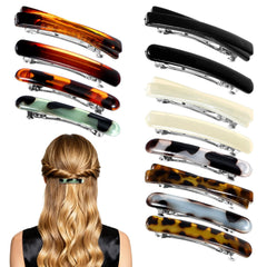 Nogeqi front view of full 12-piece barrette pack showing colors and styles, easy outfit matching