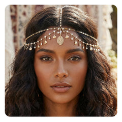 Nogeqi gold head chain front view showing full design and regal look