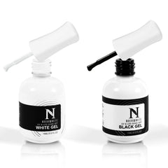 noirwhite black gel bottle label close-up showing pigment and finish