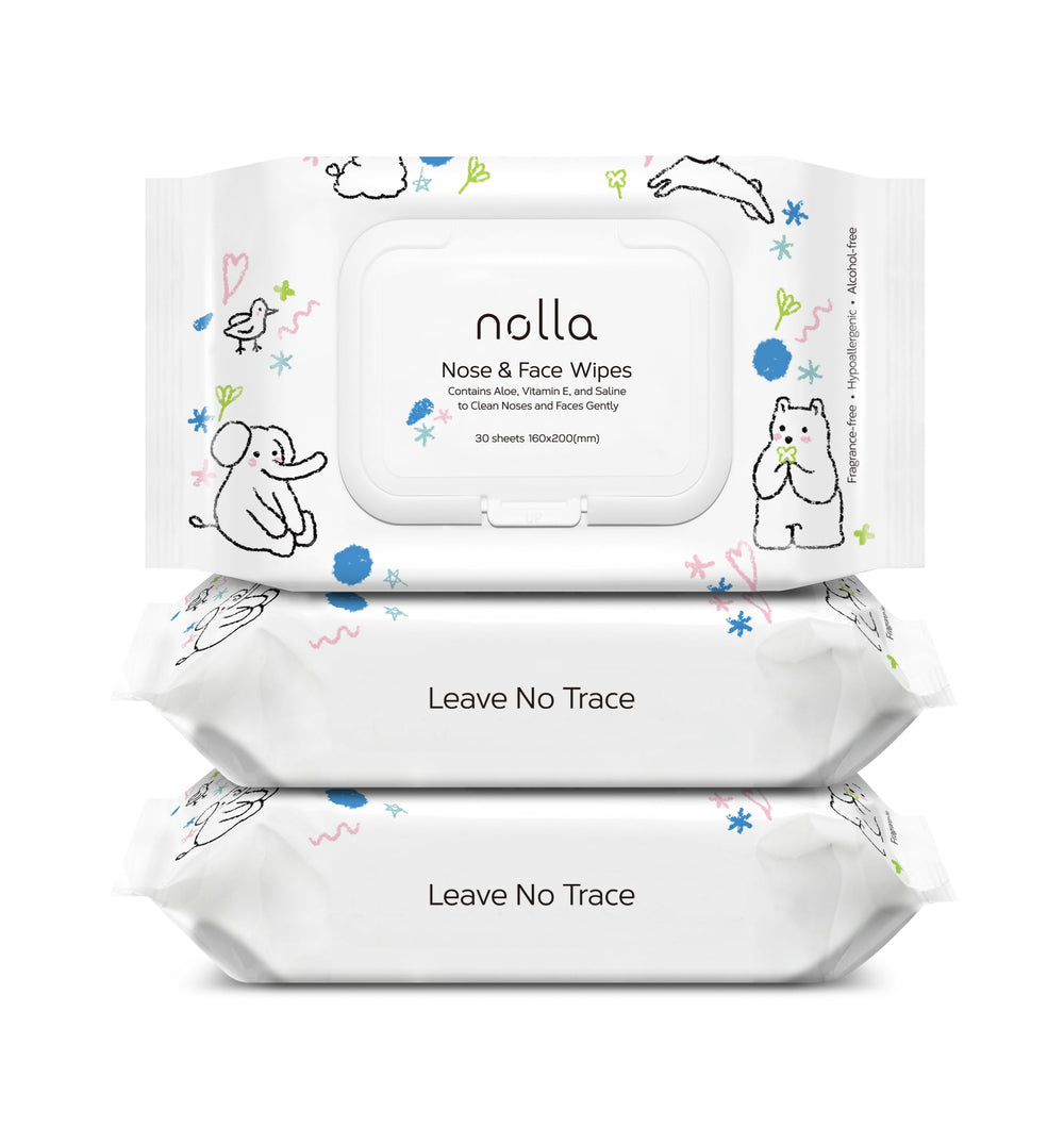 Nolla pack front view showing three 30-count packs and recyclable benefit
