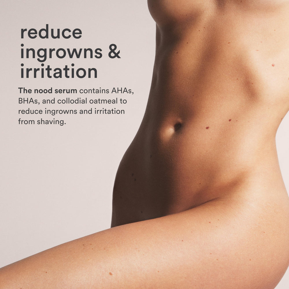 Nood serum texture drop on fingertip showing lightweight absorbent formula