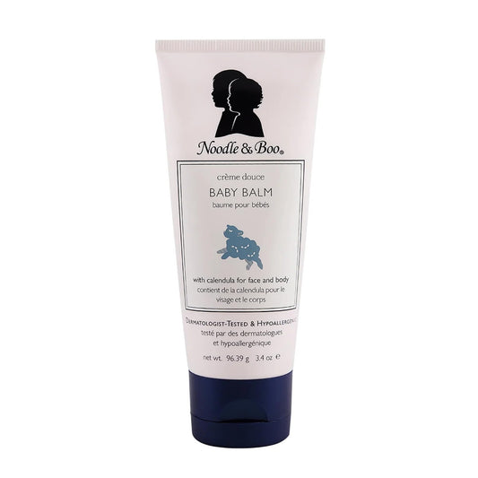 Noodle & Boo front packaging of baby balm showing label and size, conveys trusted gentle care