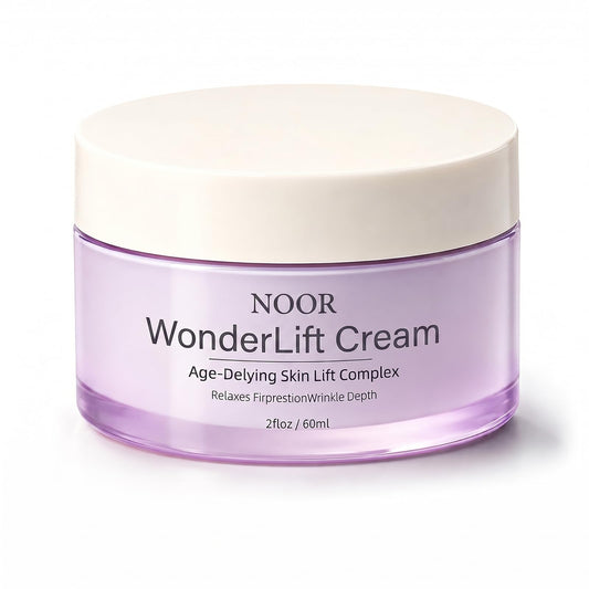 Noor Wonderlift front jar showing clear branding and elegant packaging benefit: professional look