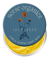 Norse Organics jar front view shows balm packaging and clear benefits