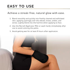 Norvell full-body lifestyle image showing even bronzed glow outcome