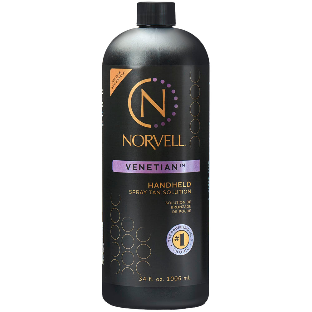 Norvell Venetian front bottle showing professional tan solution benefits