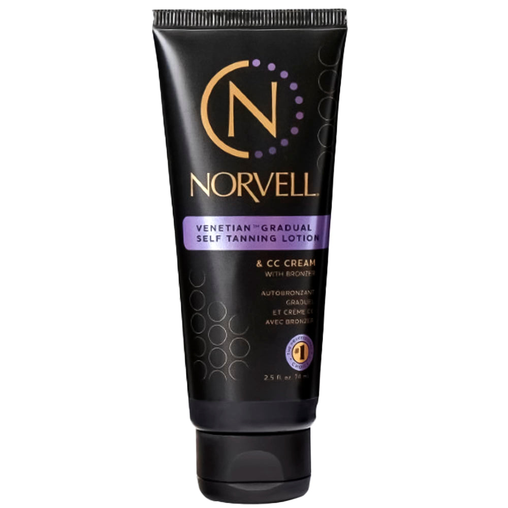 Norvell bottle front view showing travel-size packaging and easy use benefits