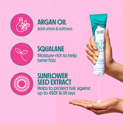 Not Your Mother's cream on hands ready to distribute for easier styling benefit