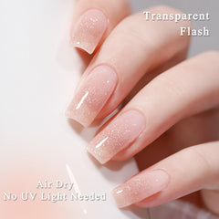 NovaCharm application on nails demonstrating buildable sparkle and neat coverage