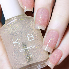 NovaCharm bottle front showing label and clear glitter for elegant shine