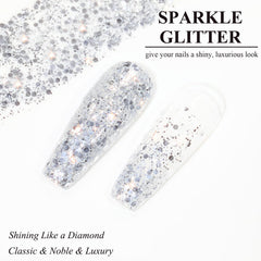 NovaCharm brush spreading smooth silver glitter for even application benefit
