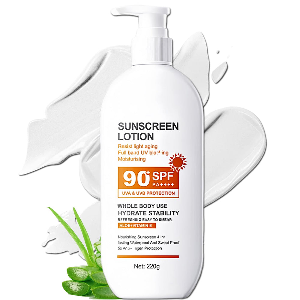 NovaCharm front pump bottle showing SPF 90 for reliable sun coverage