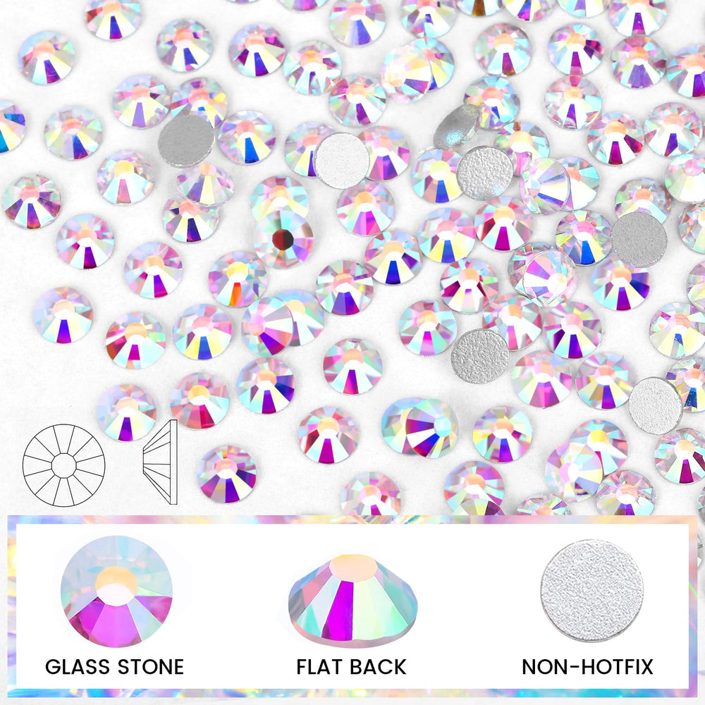 novani close-up of faceted SS20 crystals reflecting multicolor sparkle