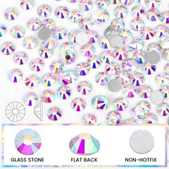 novani close-up of faceted SS20 crystals reflecting multicolor sparkle