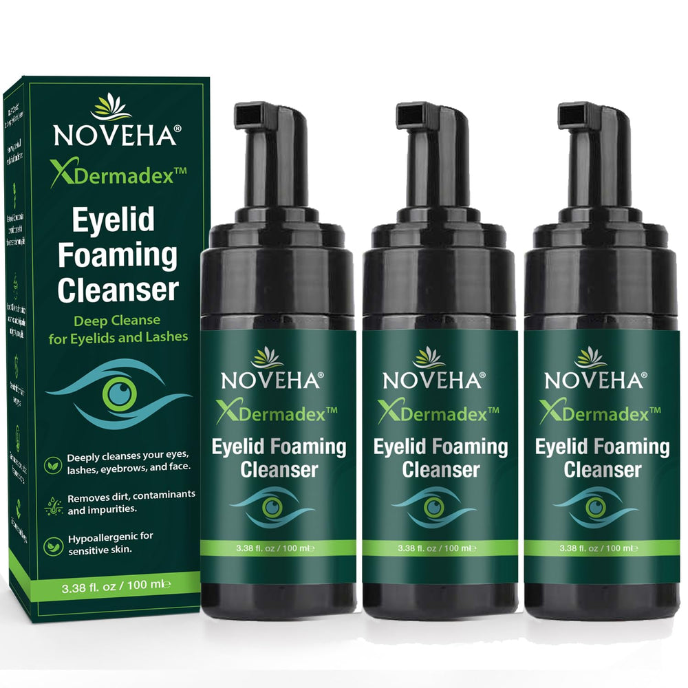 NOVEHA front packaging showing cleanser and clear benefits