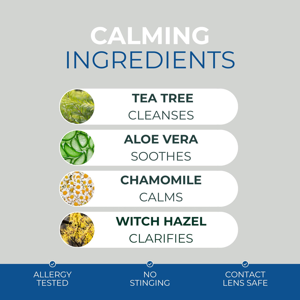 NOVEHA ingredient bottles with tea tree and aloe highlighting natural soothing