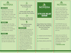 NOVEHA bottle beside towel in bathroom illustrating simple addition to daily eyelid care