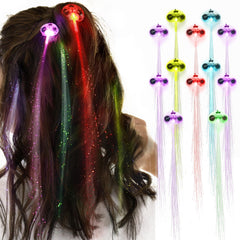 Novelty Place front packaging showing 12 clip-on LED hair extensions and benefits