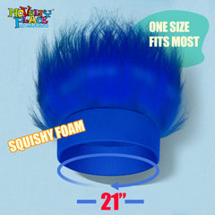Novelty Place close-up of fuzzy blue hair fibers showing soft texture and lively movement