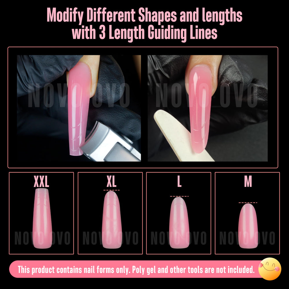 NOVO OVO dual form in use with polygel application, speeds sculpting workflow
