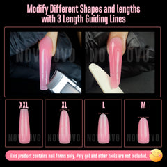 NOVO OVO dual form in use with polygel application, speeds sculpting workflow