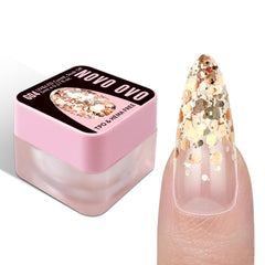 NOVO OVO front jar showing G04 Champagne Toast and high-density sparkle benefit