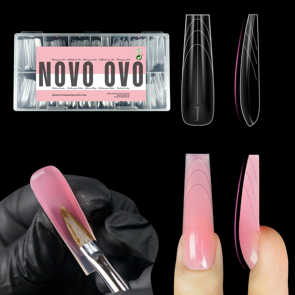 NOVO OVO front packaging showing 150 dual forms and sizes, clear organization benefit