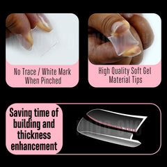 NOVO OVO tips being applied as press-ons for quick salon-quality results