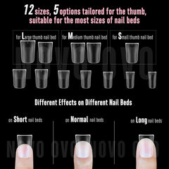 NOVO OVO tips being applied as press-ons for quick salon-style results