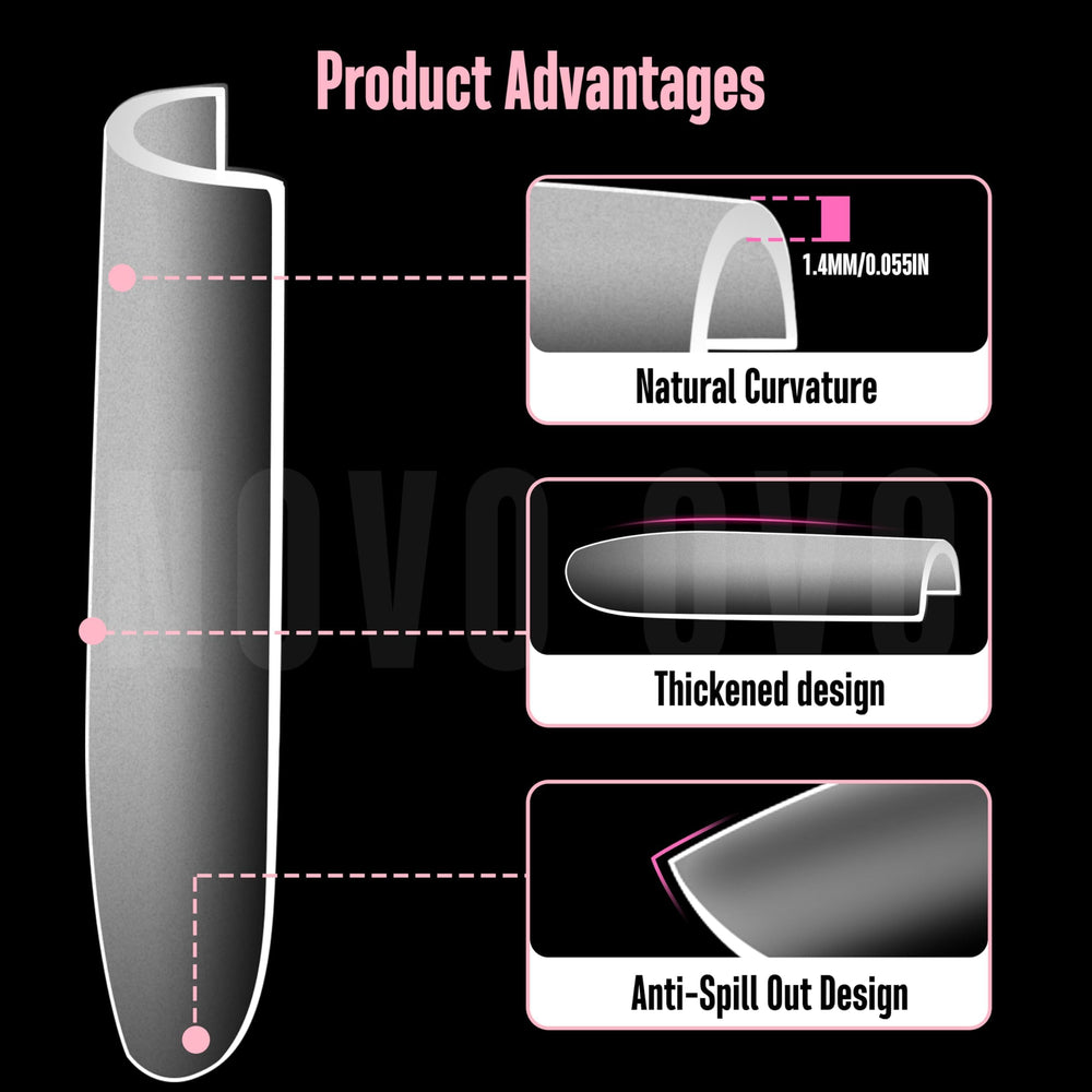 NOVO OVO size chart with ruler illustrating longest 33mm tip and sizing benefit