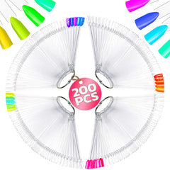 Novsix clear swatch set front view showing organized rings and 200 tips, professional display benefit