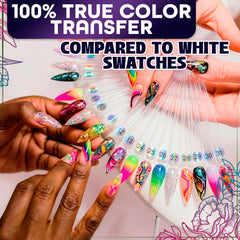 Novsix swatch with nail decals demonstrating art placement benefit